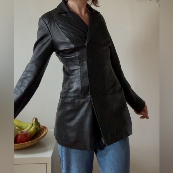 Vintage Danier Black Leather Blazer Coat – Women’s Small - Picture 4 of 7